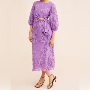 FARM Rio Lavender Lace Long Sleeve Dress